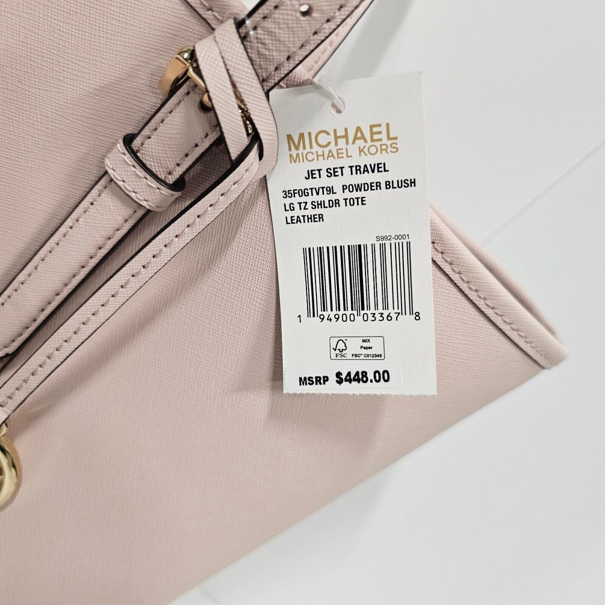 Michael Kors Jet Set Travel Saffino Leather Shoulder Tote Zip Wallet Powder Blush