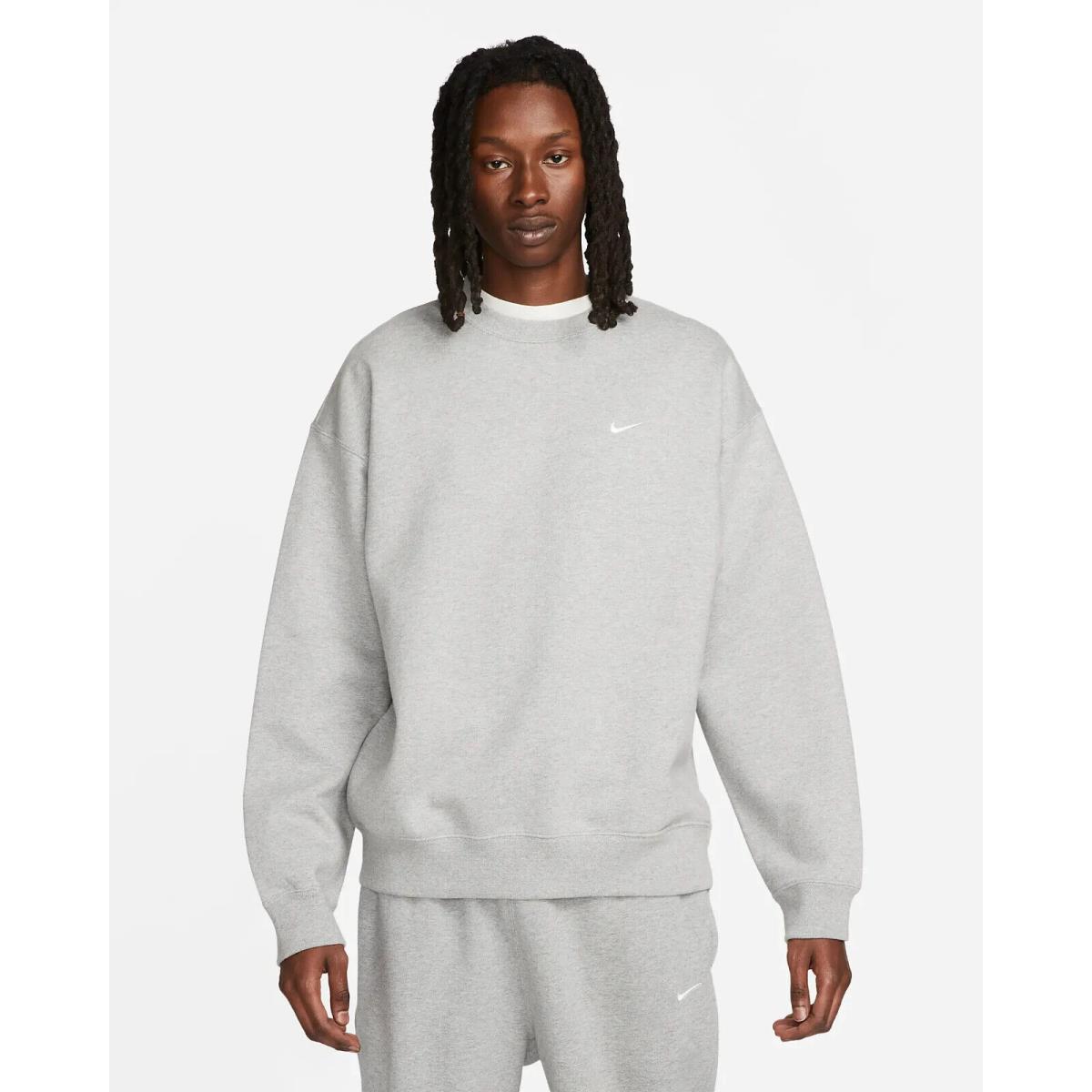 Nike Solo Swoosh Men`s Fleece Crewneck Sweatshirt DX1361-063 Mens Size S