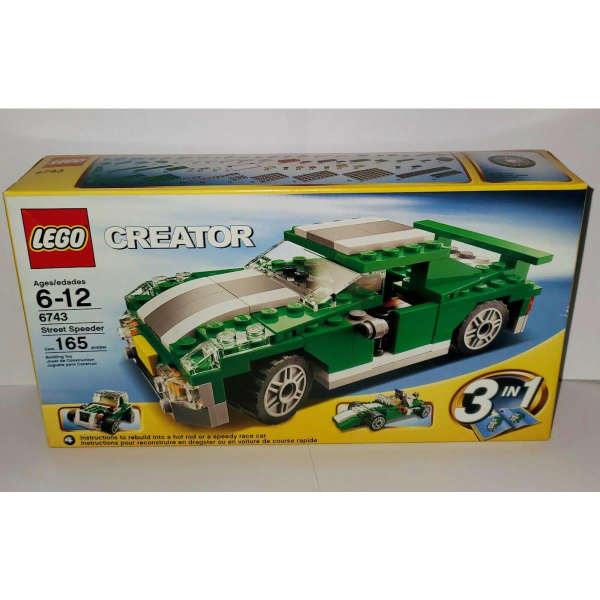 Lego Creator 3 in 1 Racecar Set 6743 Street Speeder Indy Car Dune Buggy Htf