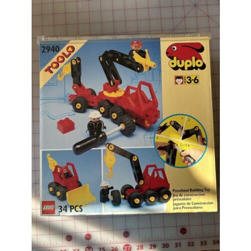 Vintage 2940 Duplo Lego Toolo Fire Truck Set Box Manual Figurines Toy