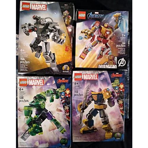 4 Lego Marvel Mech Armor Ironman War Machine Hulk Thanos 76203 76277 76241 76242