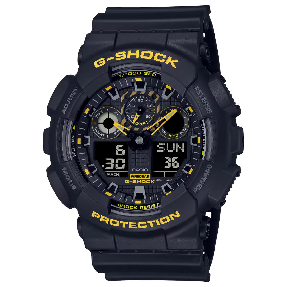 Casio G-shock GA-100CY-1A Black and Yellow Ana Digi World Time Watch