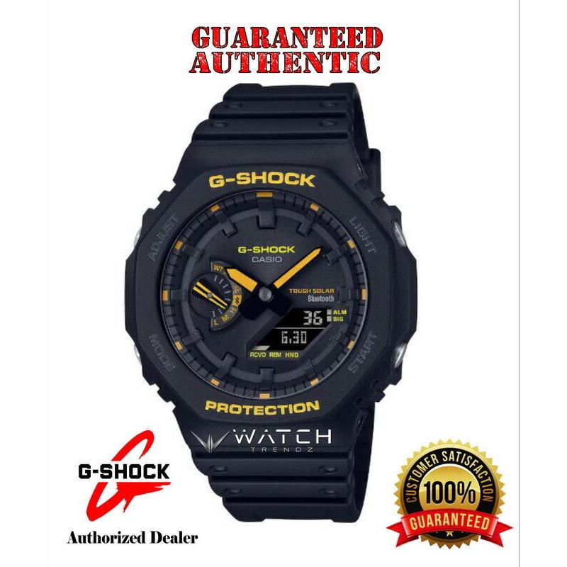 Casio G-shock GAB2100CY-1A Solar Powered Smart Phone Link Black and Yellow Watch - Dial: Black, Band: Black