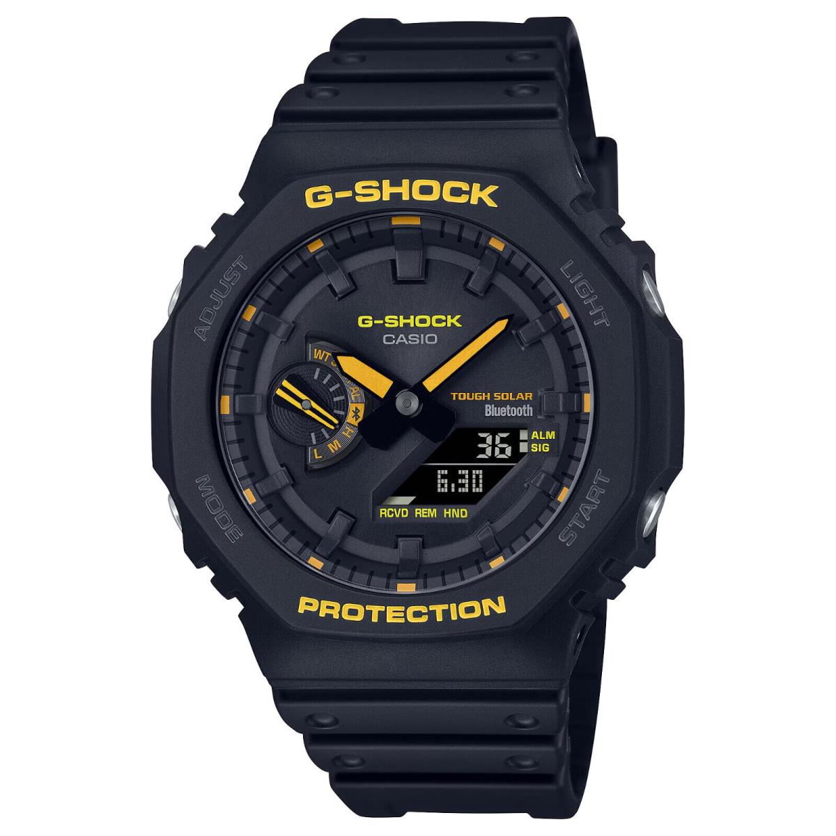 Casio G-shock Caution Yellow World Time Solar Bluetooth Watch GAB2100CY-1A - Dial: Black, Band: Black, Bezel: Black