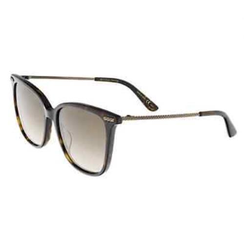 Bottega Veneta BV0028S 005 Havana Square Brown Non-polarized Women`s Sunglasses - Frame: Brown, Lens: Brown