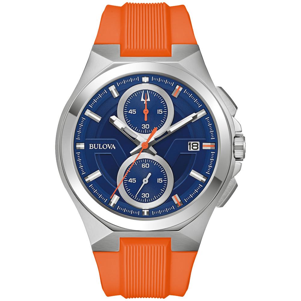 Bulova Marc Anthony Orange Band Mens Watch 96B407 - Dial: Blue, Band: Orange