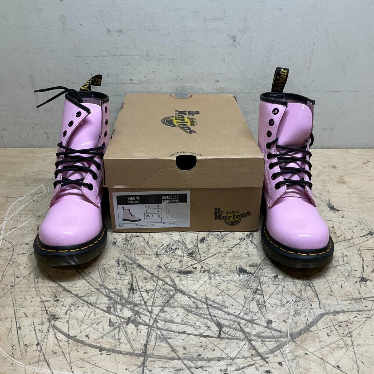 Dr Martens 1460 Womens Size 6 Pale Pink Patent Lamper Lace Up Combat Boots Shoes