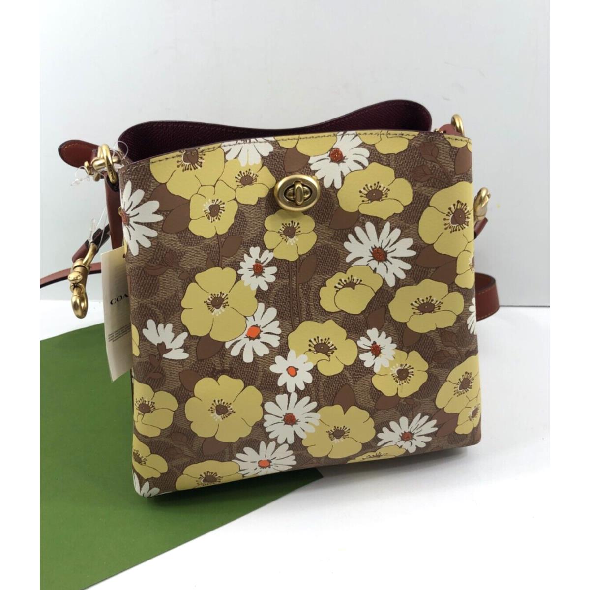 Coach C9721 Willow Bucket Tote Signature Canvas Yellow Floral Print Tan