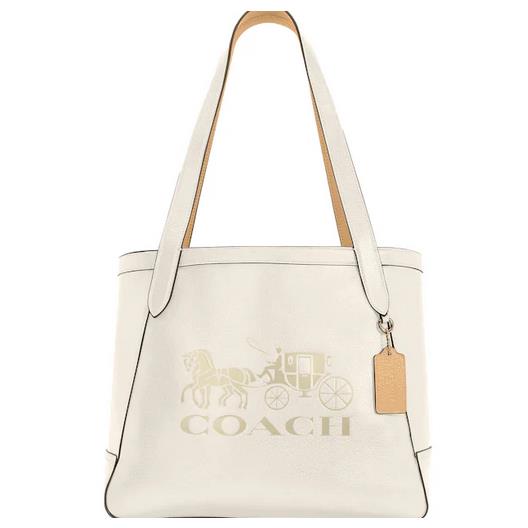 Coach Emblem Leather Horse Carriage Tote Chalk/vanilla C4063