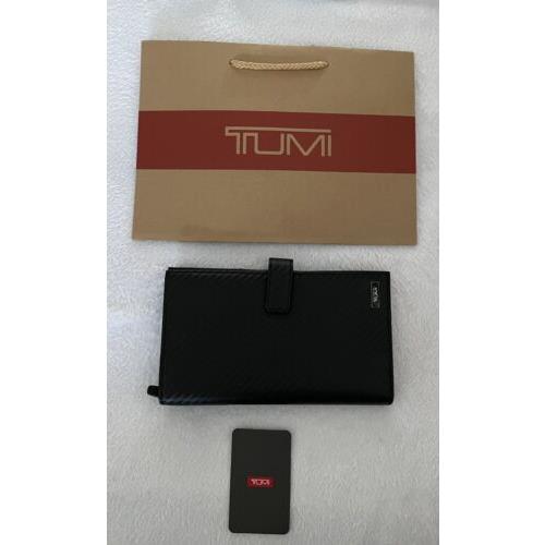 Tumi Desota Slg Travel Passport Wallet with Zip Pouch Black Leather