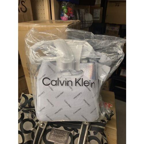 Calvin Klein Gabrianna Bucket-style Shoulder Bag Silver Holograph