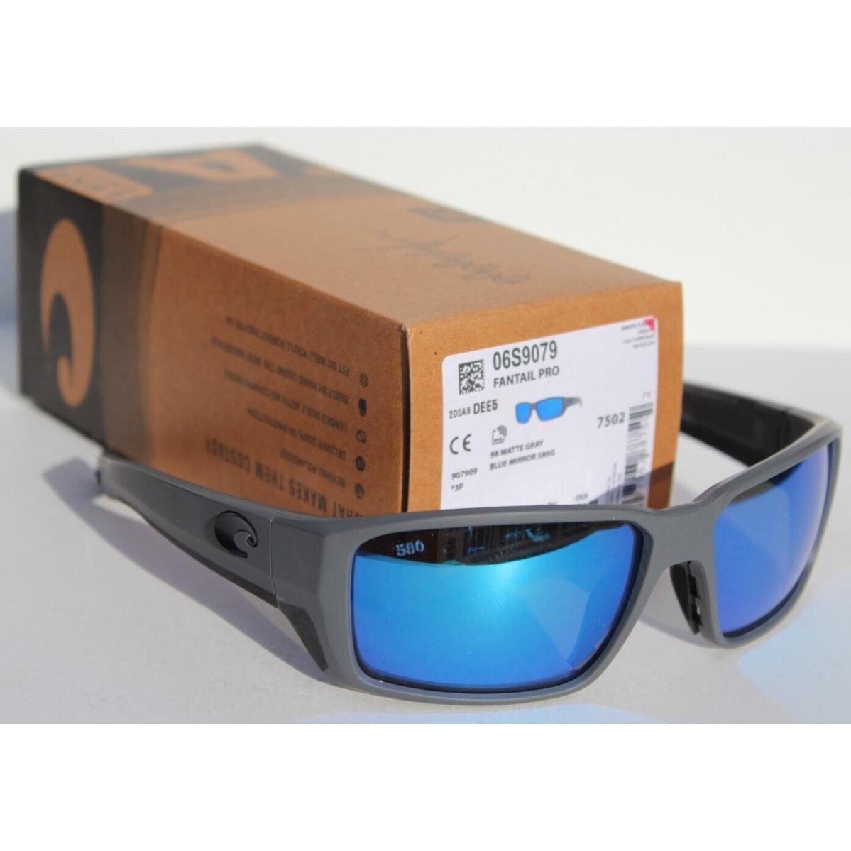 Costa Del Mar Fantail Pro 580G Polarized Sunglasses Matte Gray/blue Mirror