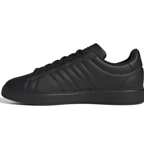 Adidas VL Court 2.0 Black Leather Men Unisex Casual Lifestyle Shoes Size 8