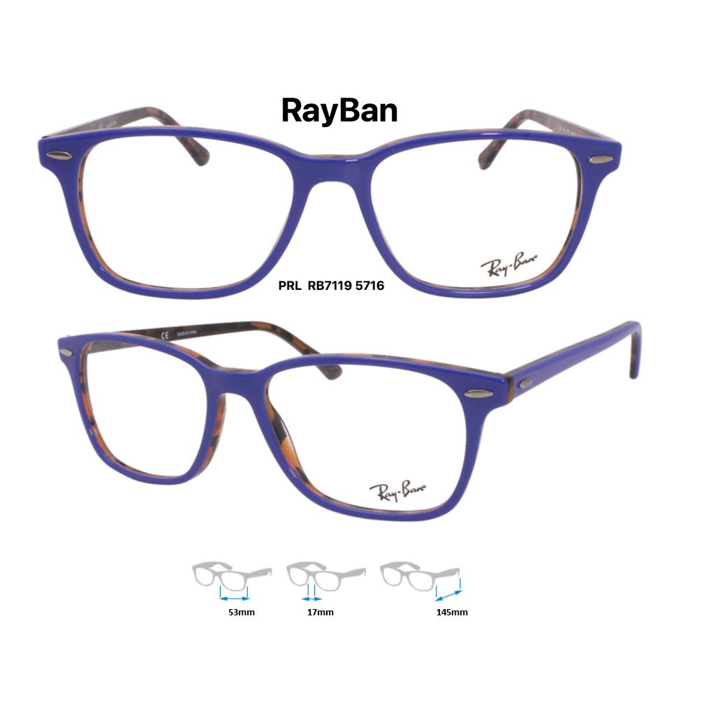 Ray-ban RB 7119 5716 Blue/havana Eyeglass Frames Size 53mm RX 7119 5716