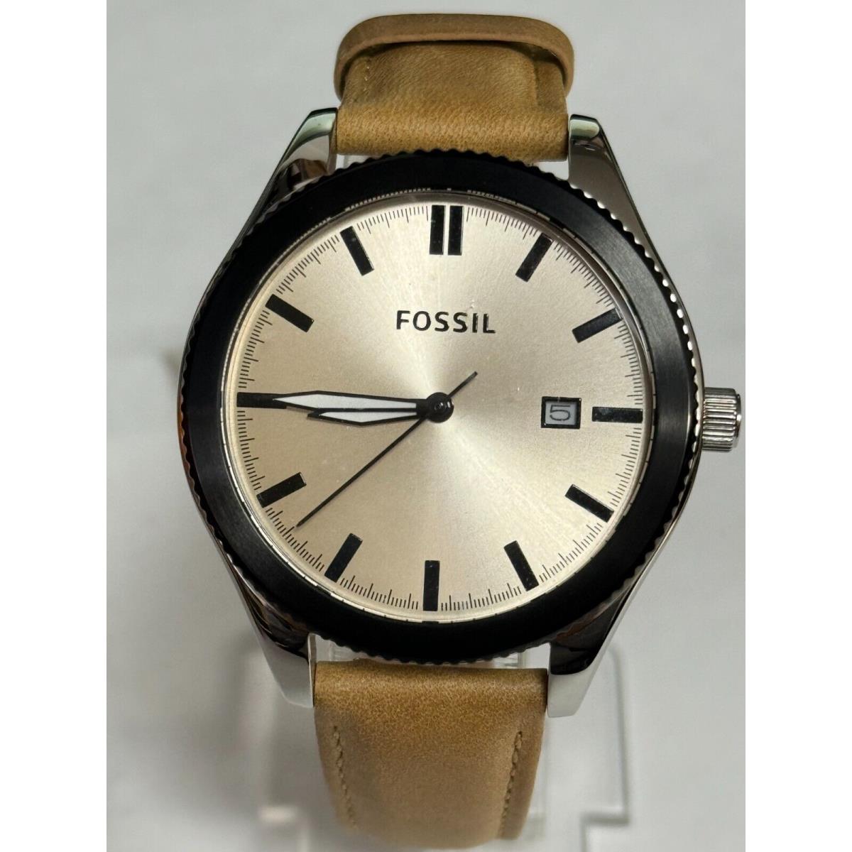 Fossil BQ3259 All Stainless Steel Quartz Analog Men`s Watch Leather