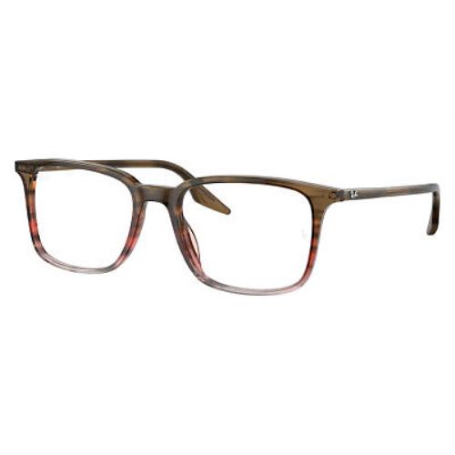 Ray-ban RX5421 Eyeglasses Unisex Striped Brown and Red 55mm