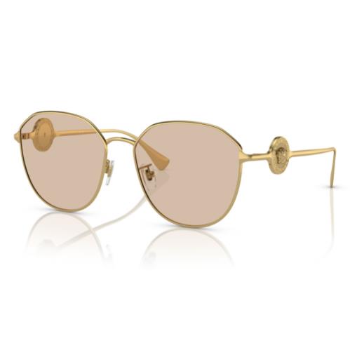 Versace 0VE2259D 100293 Gold/ Light Brown Squared Women`s Sunglasses