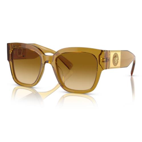 Versace VE4437U 53472L Transparent Honey/ Light Yellow Square Women`s Sunglasses