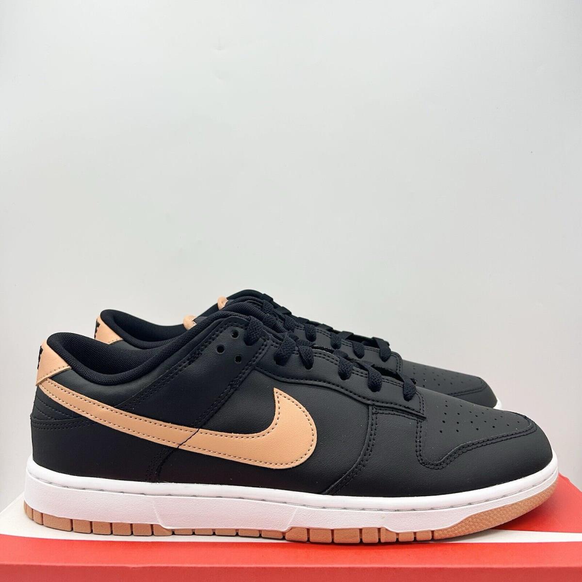 Nike Dunk Low Black White Amber Brown Sneakers DV0831-004 Mens Size 13 - Black