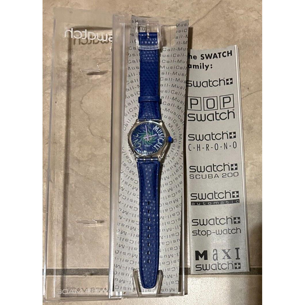 Vintage Swatch Watch Musicall SLR100 Blue in Case w/ Instructions