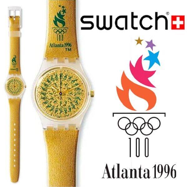 Mint Rare Swatch `96 Atlanta Olympic Special Chrysophorus Collectors Watch LZ104 - Dial: Gold, Band: Gold, Bezel:
