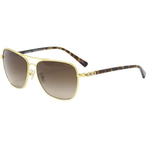 Coach Women`s HC7073B HC/7073/B 930313 Gold/dark Tortoise Pilot Sunglasses 59mm