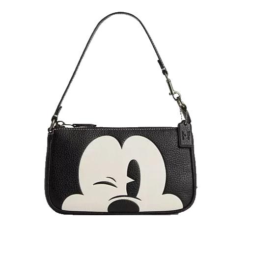 Disney X Coach Nolita 19 Wink Mickey Mouse Leather Wristlet/shoulder Bag CN506 - Handle/Strap: Black, Hardware: , Exterior: Black/Chalk