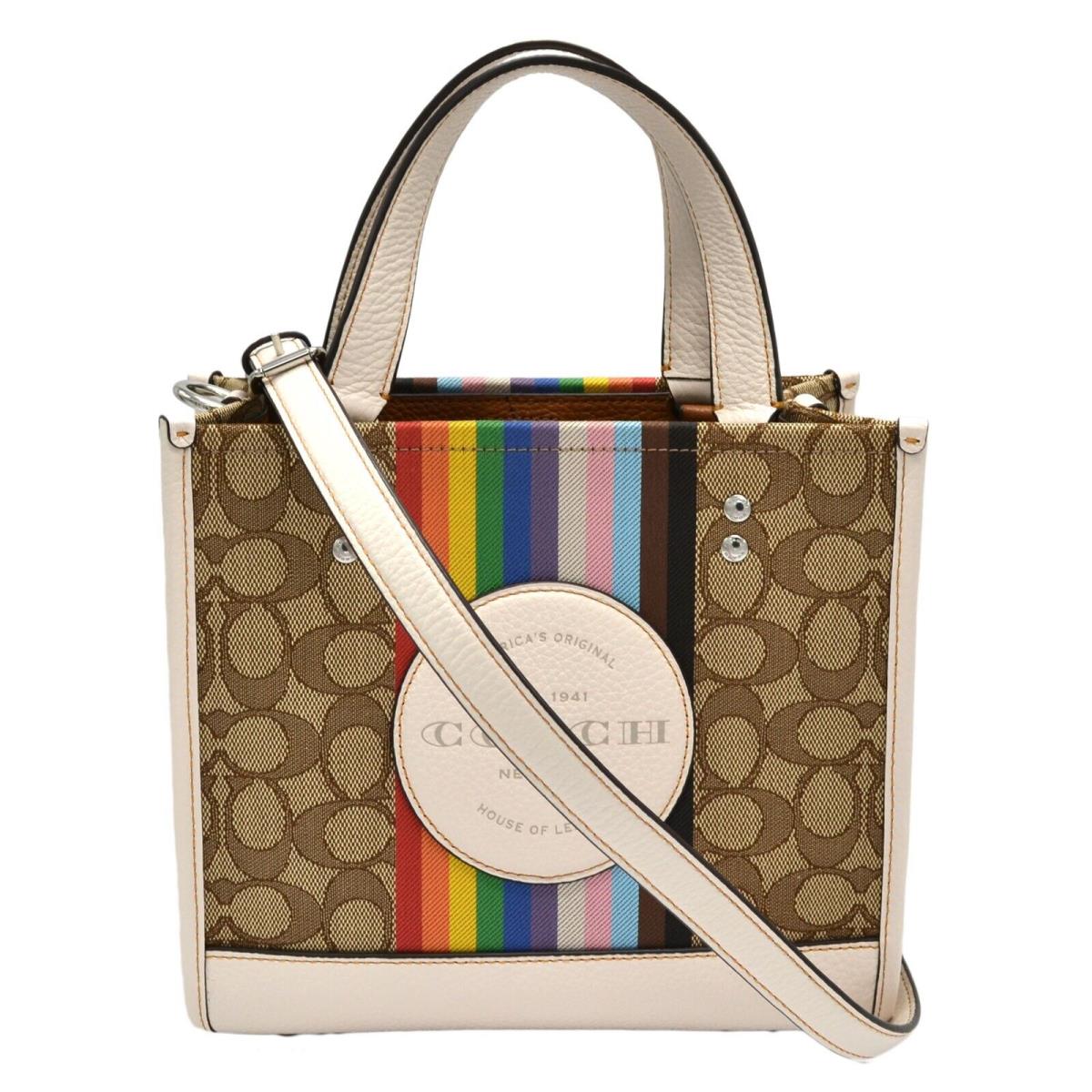 Coach Women`s Dempsey Tote 22 Purse Crossbody Handbag Pride Collection Patch - Handle/Strap: Ivory, Hardware: Silver, Exterior: