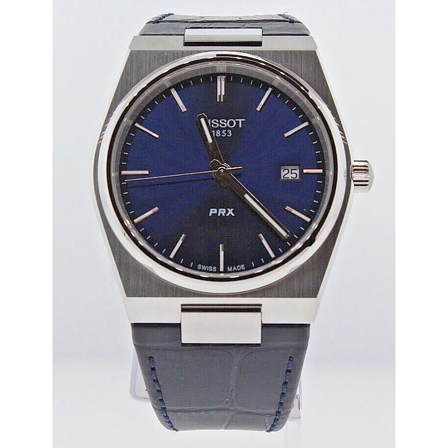 Tissot Prx Swiss Quartz Blue Dial Leather Strap Men`s Watch T137.410.16.041.00