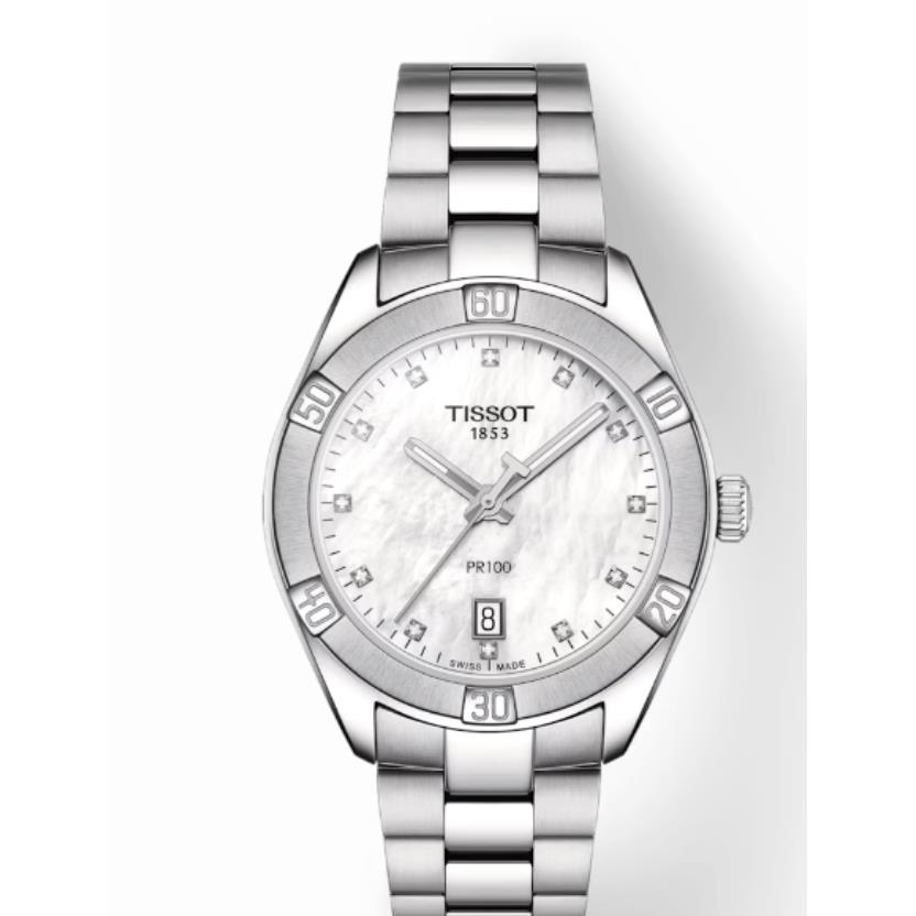 Tissot PR100 Watch T1019101111600 Lady Sport Diamond Mother of Pearl Dial