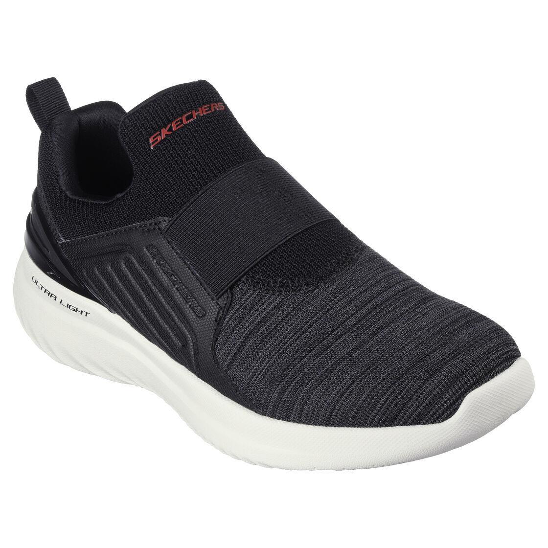 Skechers Slip On Black Men`s Comfort Casual Walk Shoes Flex Memory Foam 232676