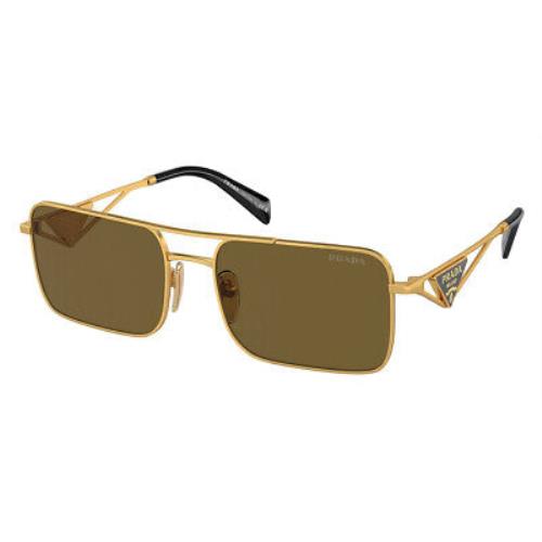 Prada PR Sunglasses Women Matte Gold / Dark Brown 56mm