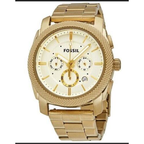 Fossil Machine Chronograph Men`s Watch Gold Tone Autentic