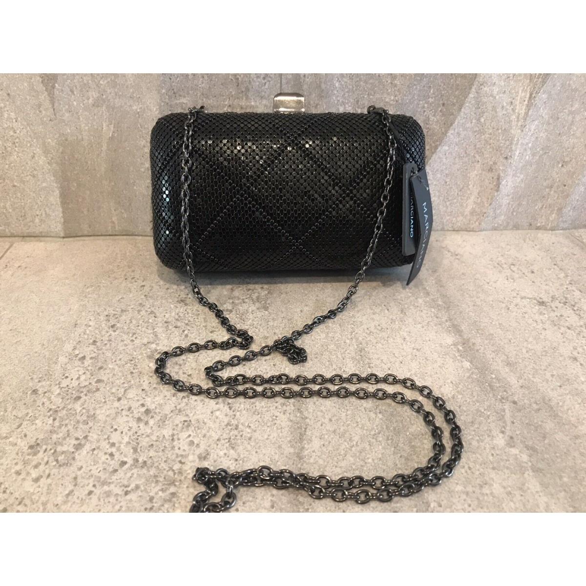 Marciano Guess Shayna Beaded Minaudiere Evening Bag Purse Clutch Metallic Black