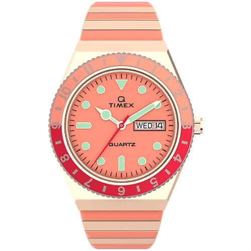 Timex Q Malibu 36mm Pink SS Women`s Watch