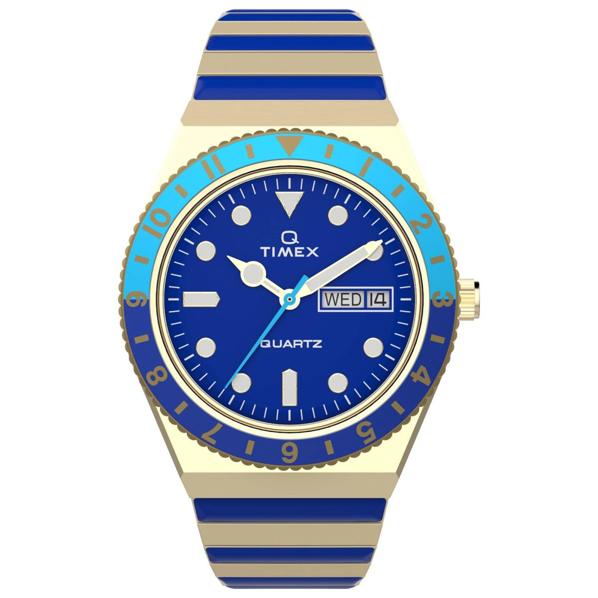 Timex Q Malibu 36mm Blue SS Women`s Watch - Blue