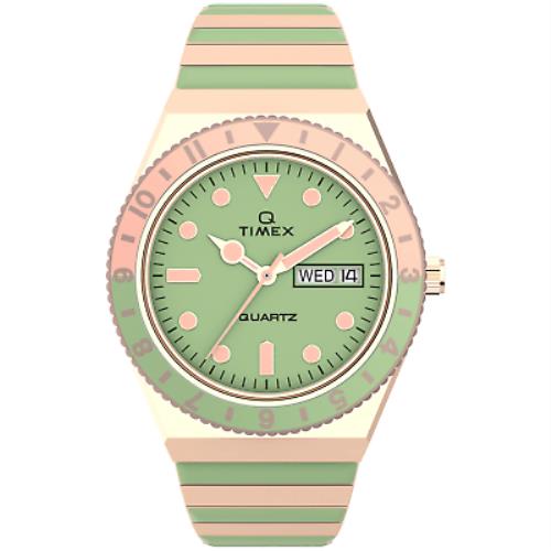 Timex Q Malibu 36mm Mint Green SS Women`s Watch