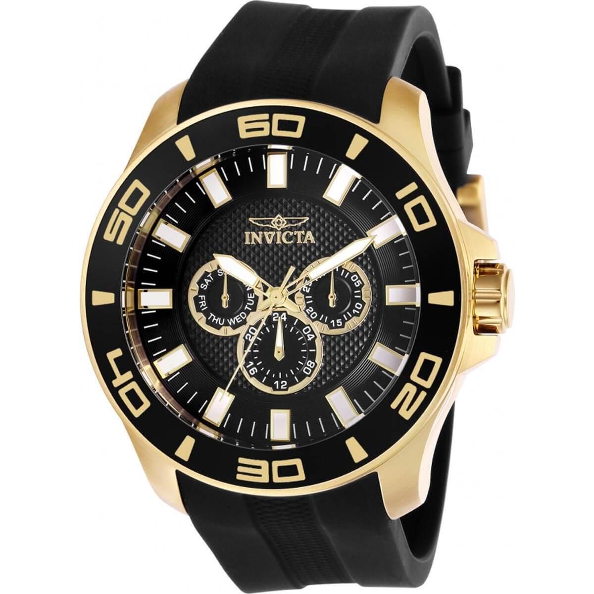 Invicta Men`s Watch Pro Diver Chronograph Black Dial Quartz Rubber Strap 28001