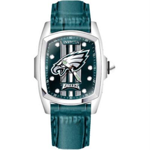 Invicta Nfl Philadelphia Eagles Quartz Green Dial Men`s Watch 45453 - Dial: Green, Band: Green, Bezel: Silver-tone
