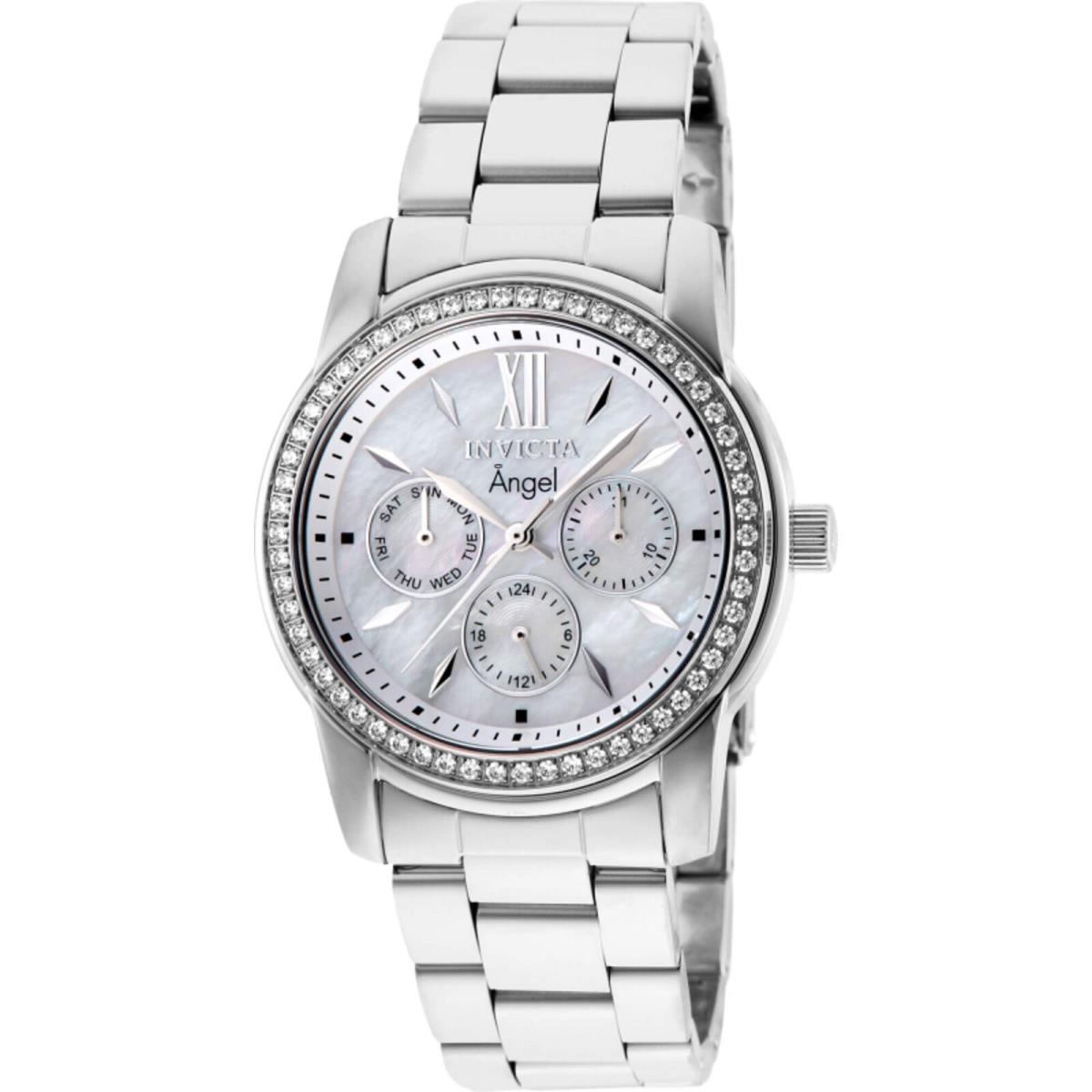 Invicta Women`s Watch Angel Quartz White Mother of Pearl Dial Bracelet 28686