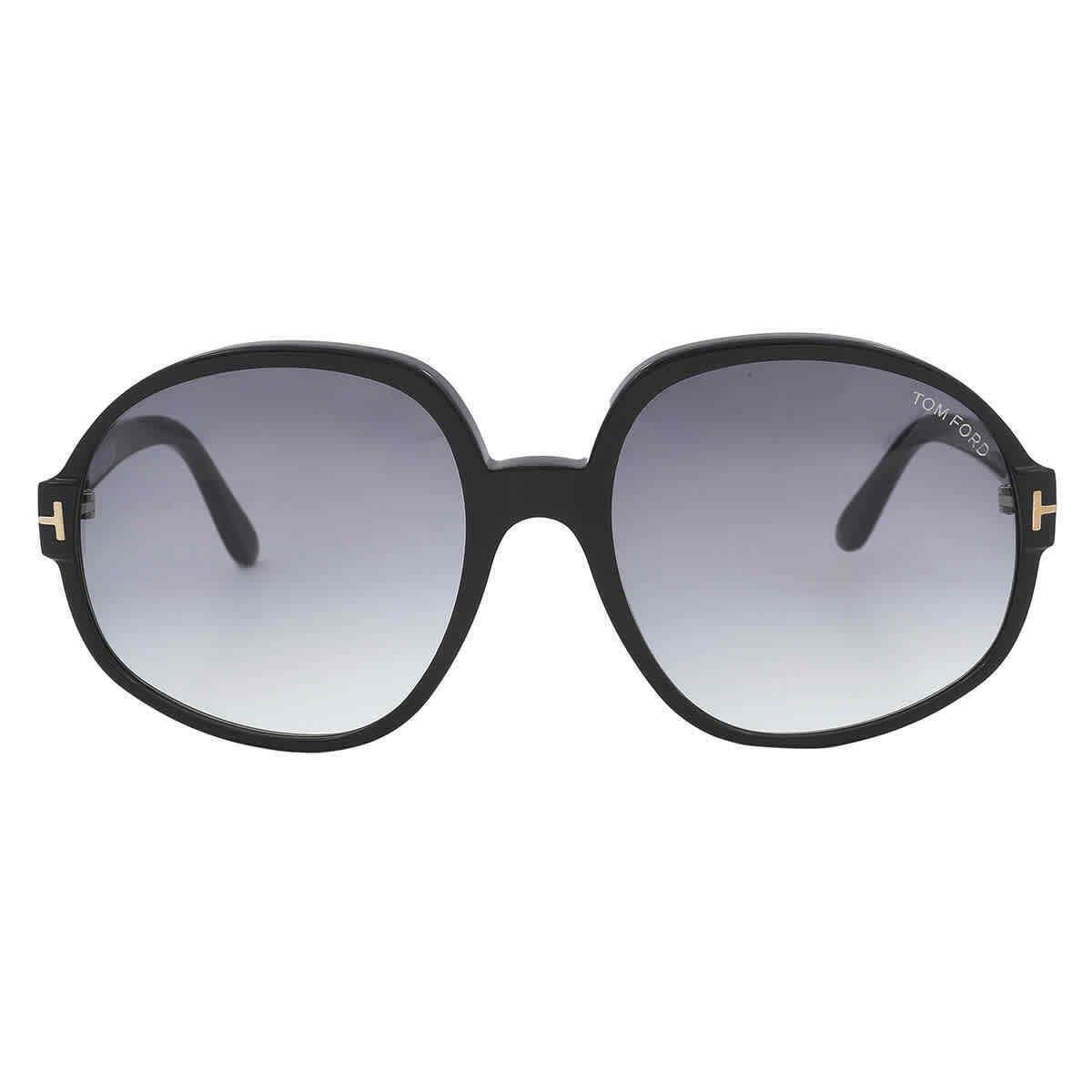 Tom Ford Claude Smoke Dark Grey Gradient Oversized Ladies Sunglasses FT0991 01B