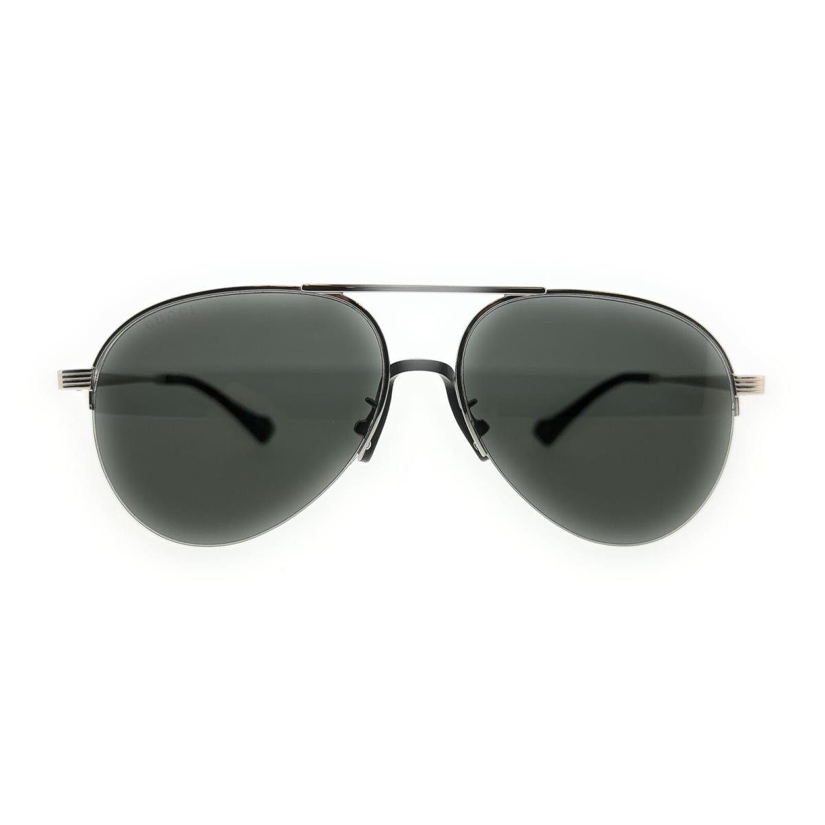 Gucci GG0742S-001 Silver Semi-rimless Aviator Sunglasses