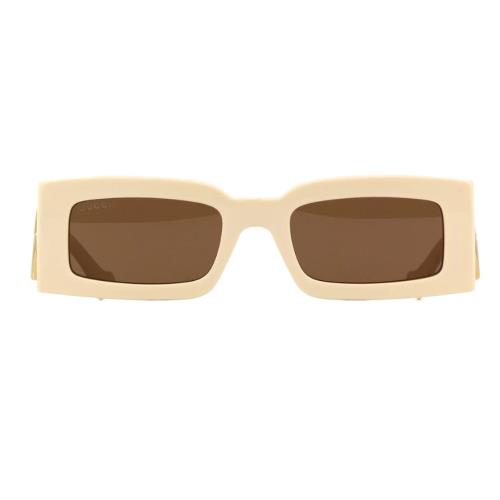 Gucci GG1425S 004 Ivory White/light Brown Rectangle Women`s Sunglasses