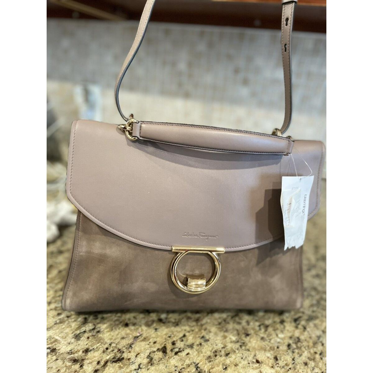 Salvatore Ferragamo Medium Margot Top Handle Nubuck Satchel