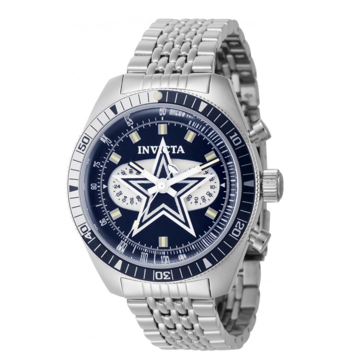 Invicta Nfl Dallas Cowboys Men`s 43mm Blue Dial Limited Dual Time Watch 44991