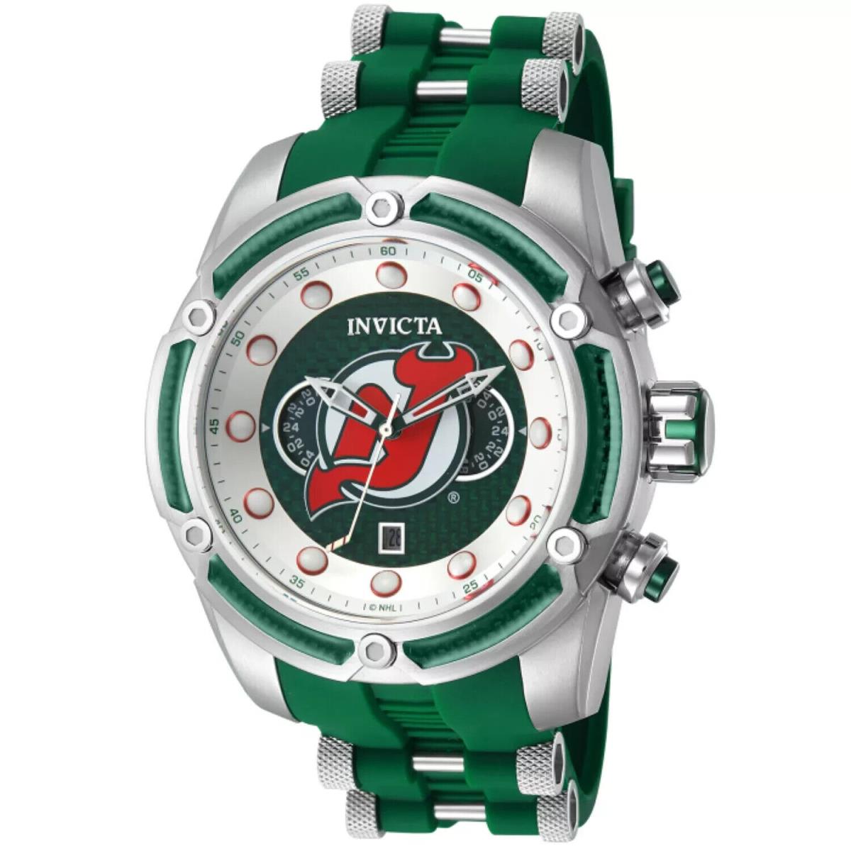 Invicta Men`s Watch Bolt Nhl Jersey Devils Chrono 52MM Case Green/silver