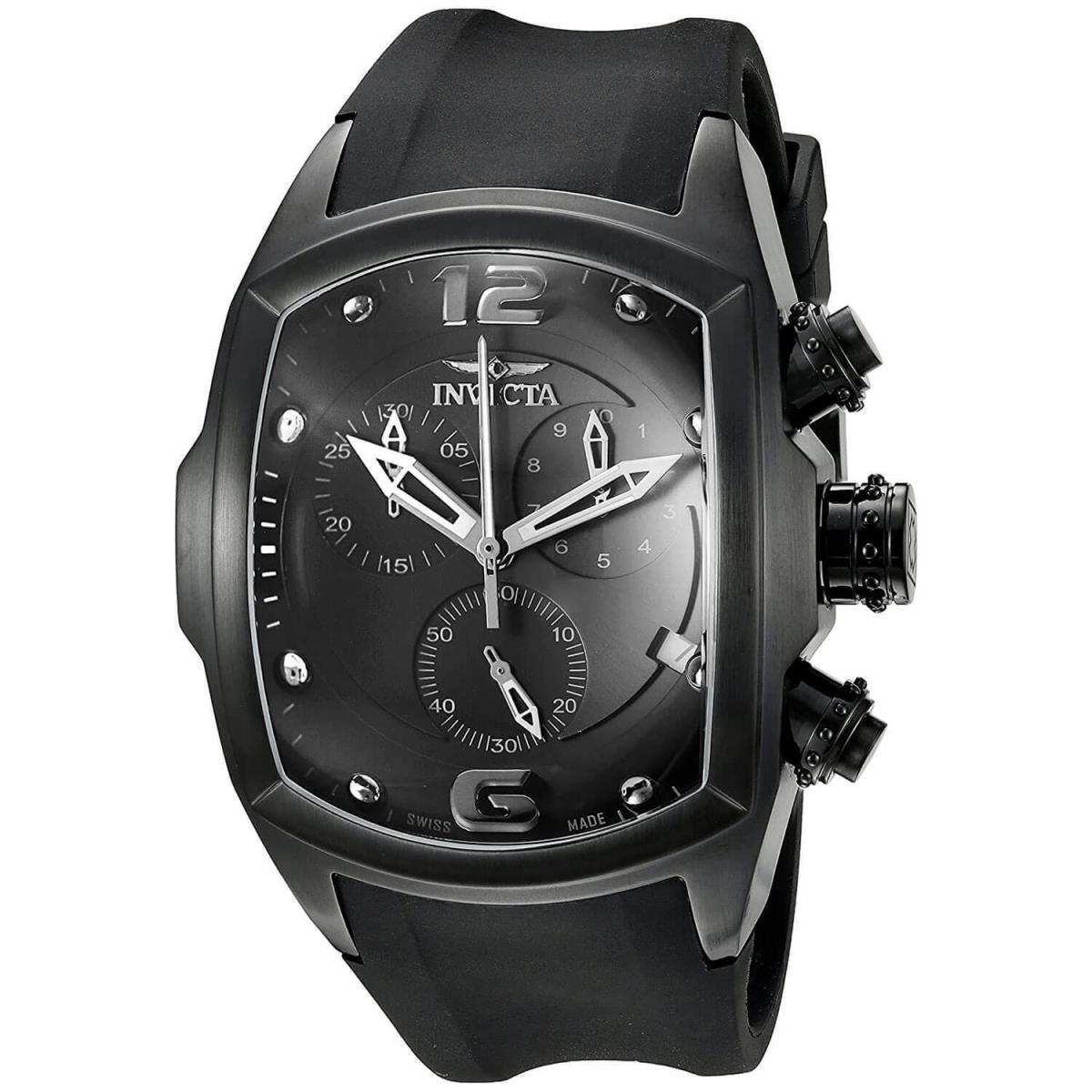 Invicta Men`s Watch Black IP Lupah Revolution Rubber Strap Chronograph 6724 - Dial: Black