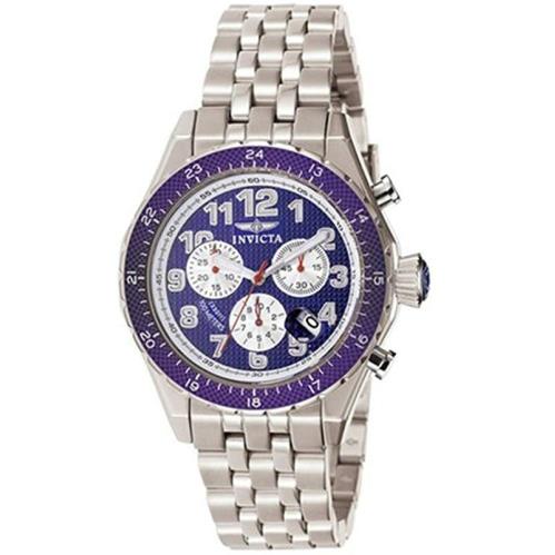 Invicta 4055 Extreme Swiss Chronograph Watch Purple Dial Steel Sapphire 43MM