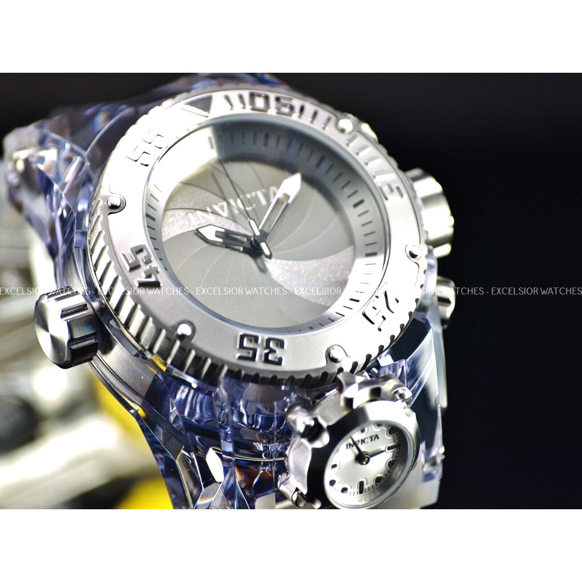 Invicta Men`s 52mm Bolt Zeus Magnum Shutter Chronograph Gray Silver SS Watch - Dial: Silver, Band: Gray, Bezel: Silver