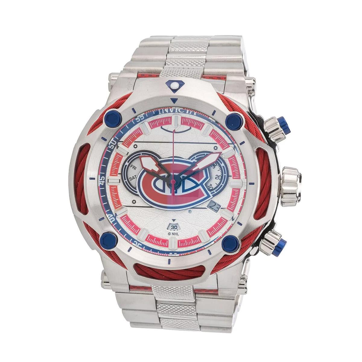 Invicta Nhl Montreal Canadiens 60mm Bolt Limited Ed. Chrono Men`s Watch 42201 - Band: Silver, Bezel: Multicolor, Silver